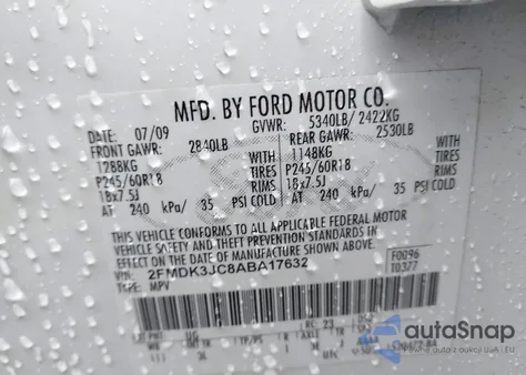 2010 Ford Edge Sel z USA, uszkodzony, nr VIN 2FMDK3JC8ABA17632